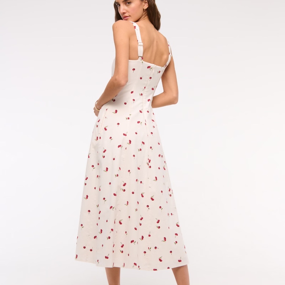 NWT Abercrombie Mila Stretch Midi Dress Size Large - Picture 3 of 13